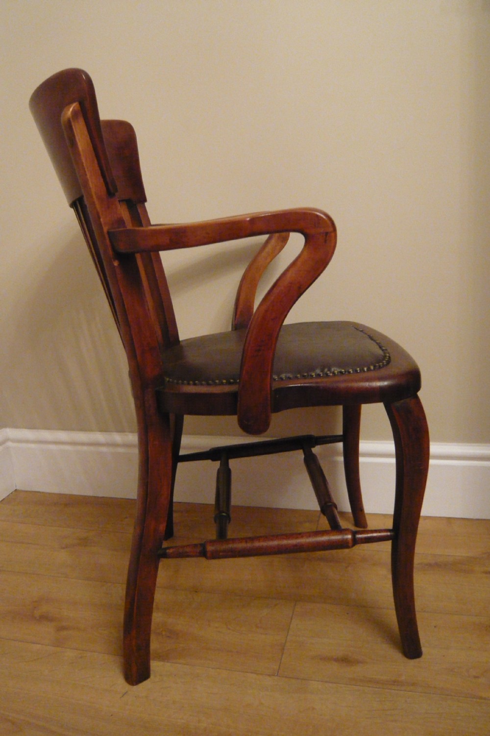 Edwardian leather seated Office Desk Chair  View IV