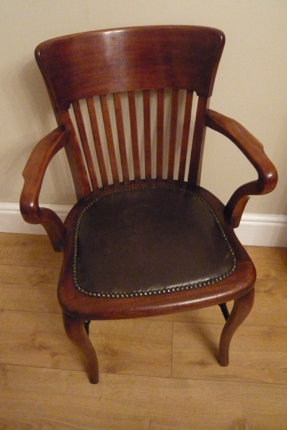 Edwardian leather seated Office Desk Chair  View VI