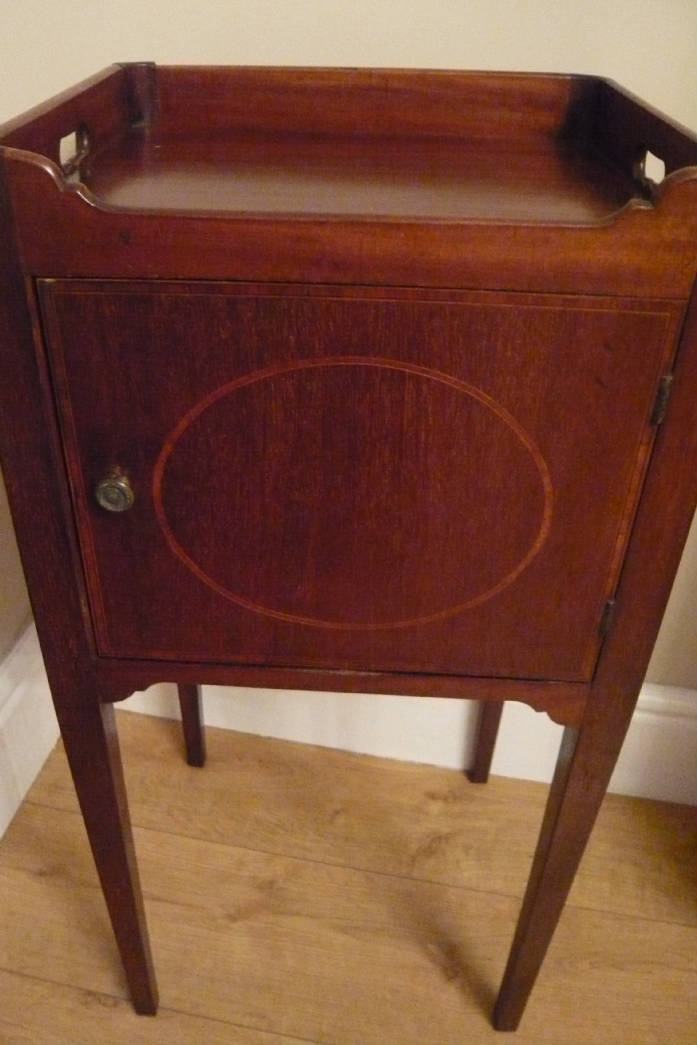 Edwardian Mahogany inlaid Bedside Cabinet Night Stand c1910  View VIII