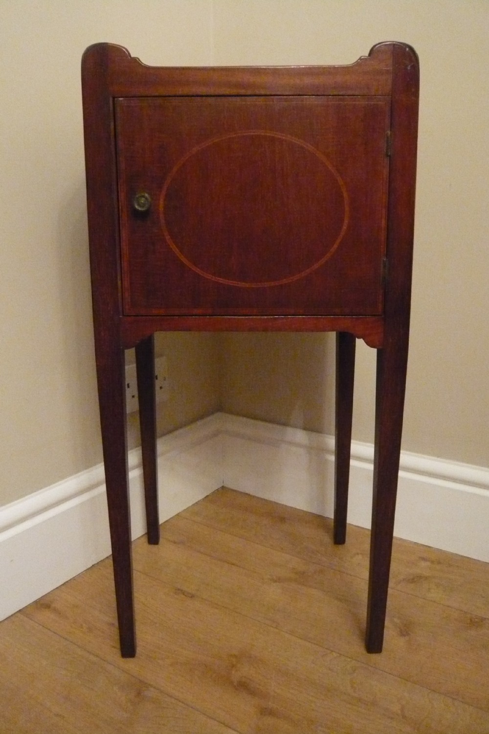 Edwardian Mahogany inlaid Bedside Cabinet Night Stand c1910  View IX