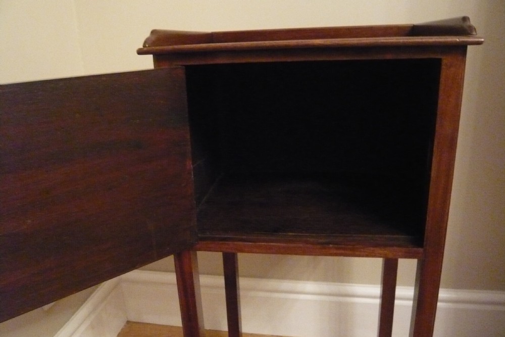Edwardian Mahogany Shell Inlay Bedside Cabinet Night Stand C1900 View VI