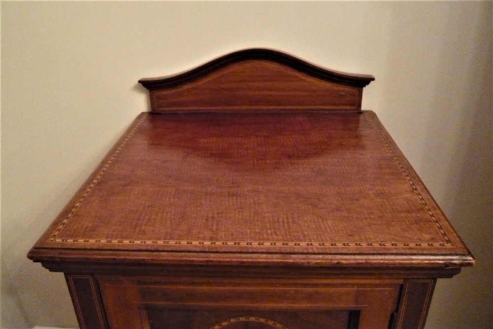 Edwardian Mahogany Inlaid Bedside Cabinet Night Stand c 1920 View IV