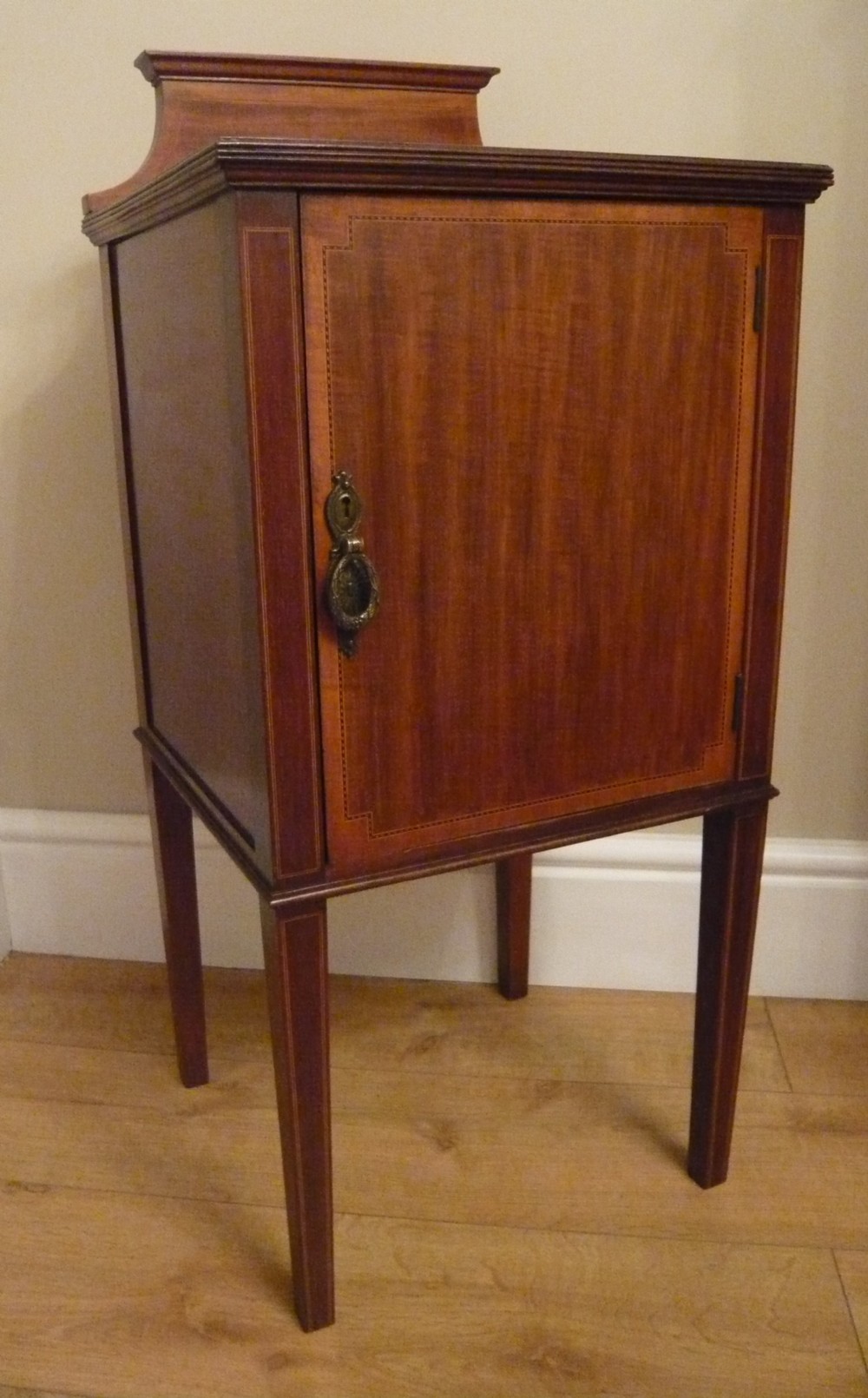 Edwardian Inlaid Mahogany Bedside Cabinet Night Stand c 1910