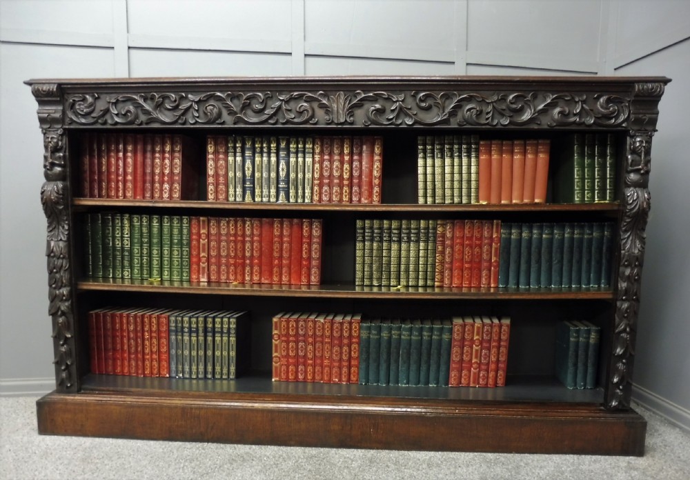 VICTORIAN CARVED OAK BOOKCASE