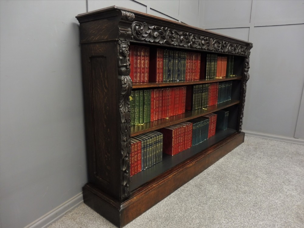 VICTORIAN CARVED OAK BOOKCASE View III
