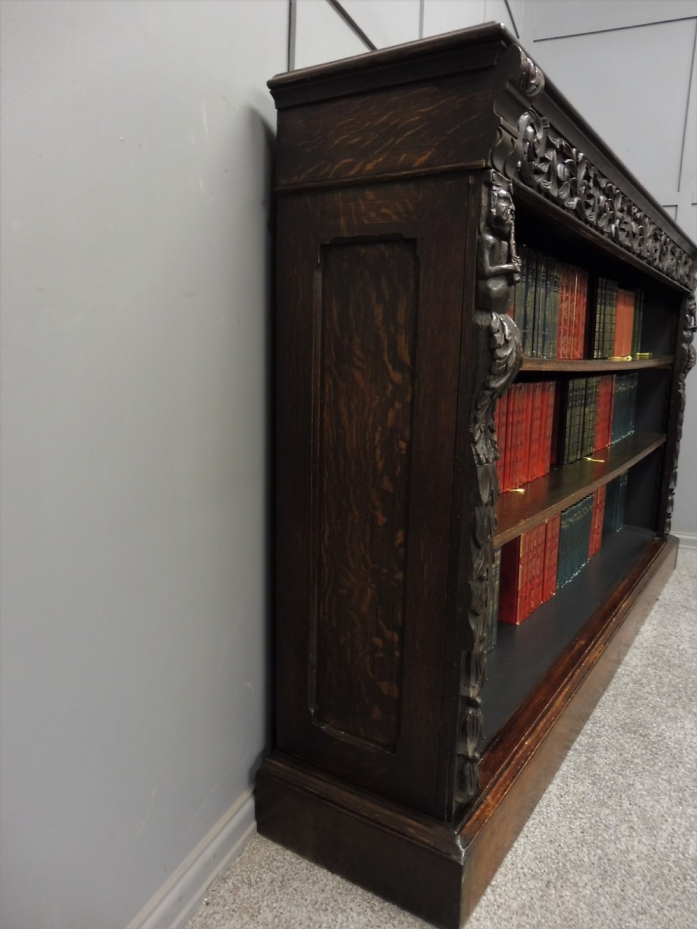 VICTORIAN CARVED OAK BOOKCASE View IV