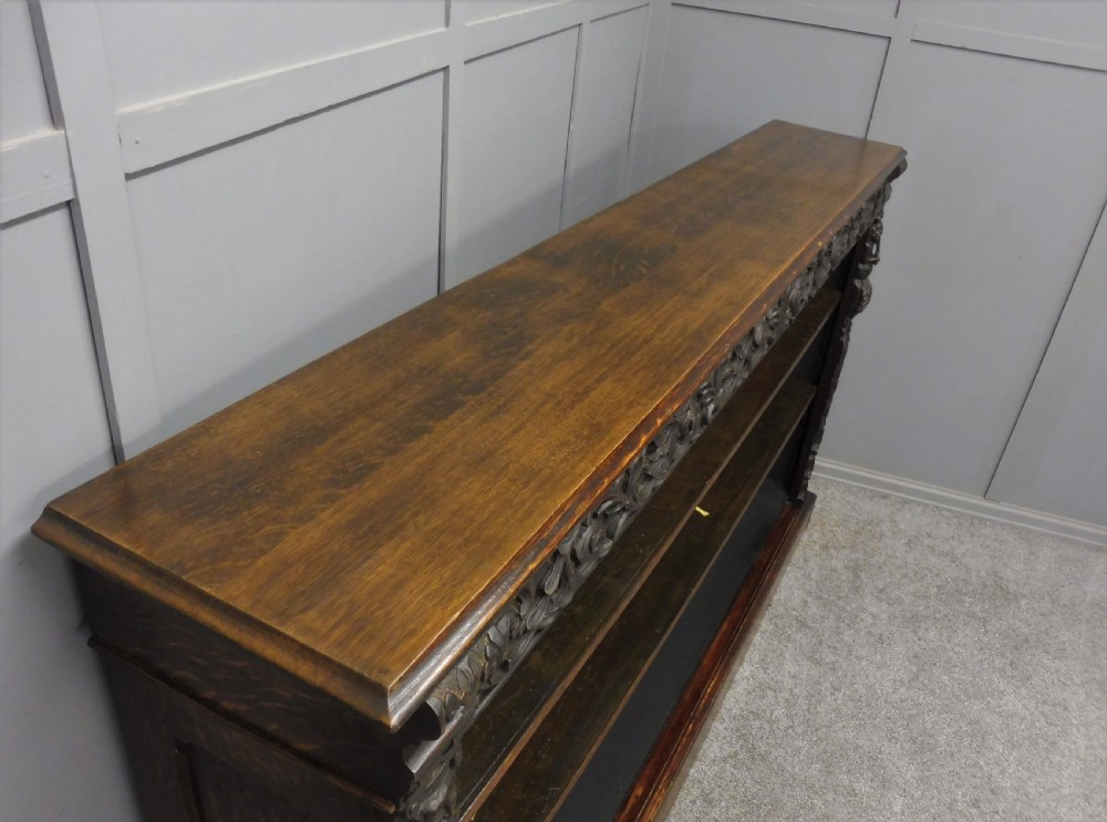 VICTORIAN CARVED OAK BOOKCASE View VIII