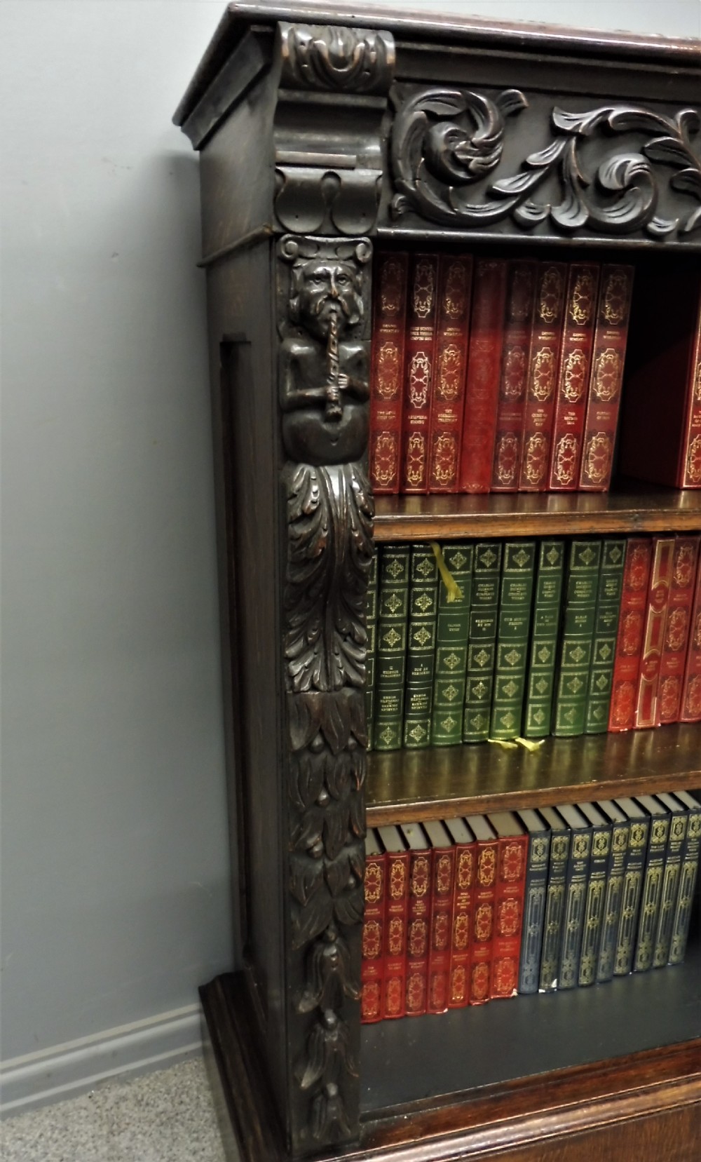 VICTORIAN CARVED OAK BOOKCASE View X