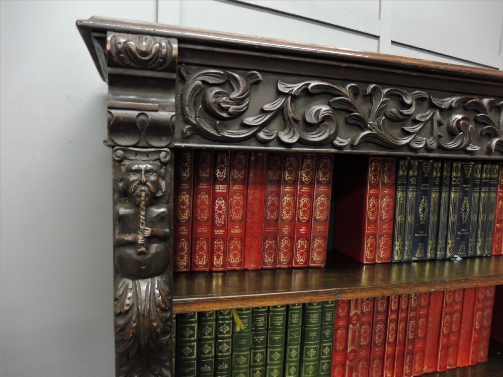 VICTORIAN CARVED OAK BOOKCASE View XI