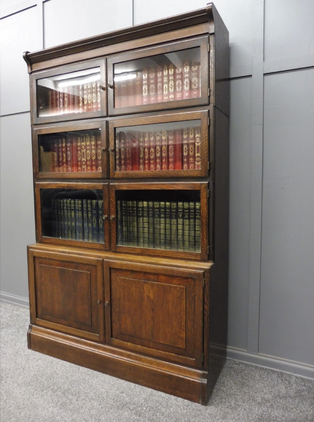 OAK EDWARDIAN LAWYERS STACKING BOOKCASE View III