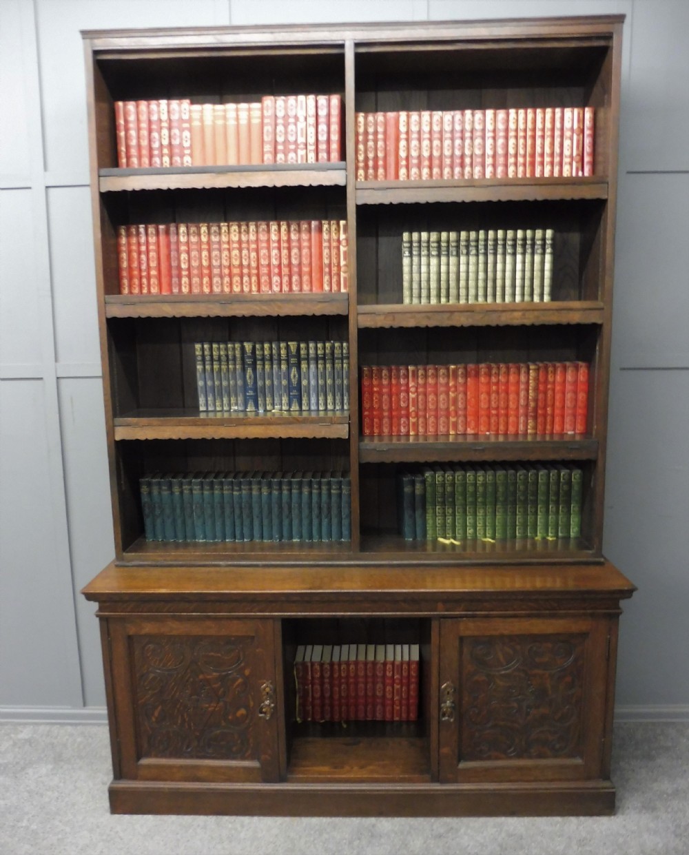 RUSTIC EDWARDIAN OAK BOOKCASE 