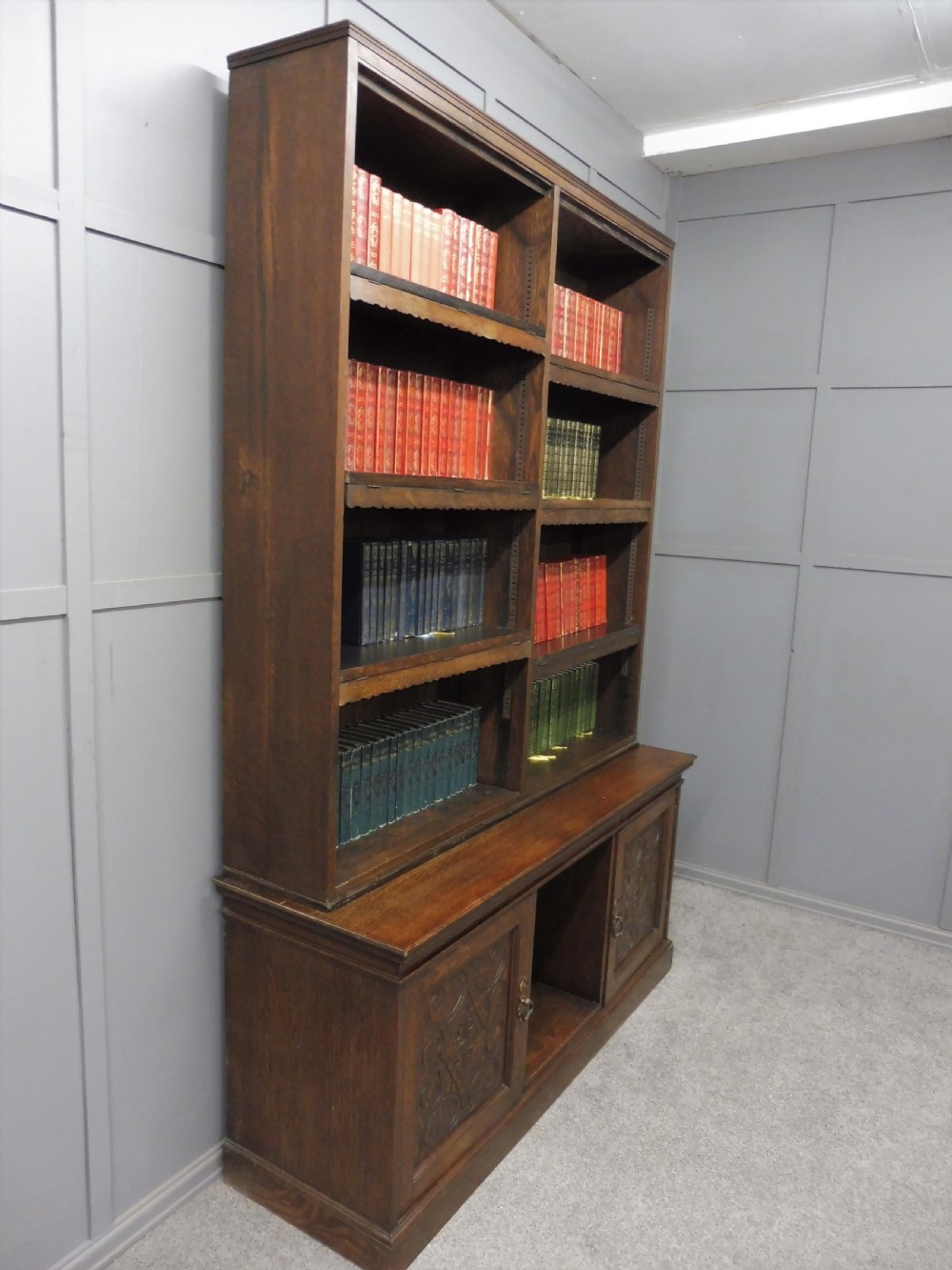RUSTIC EDWARDIAN OAK BOOKCASE  View II