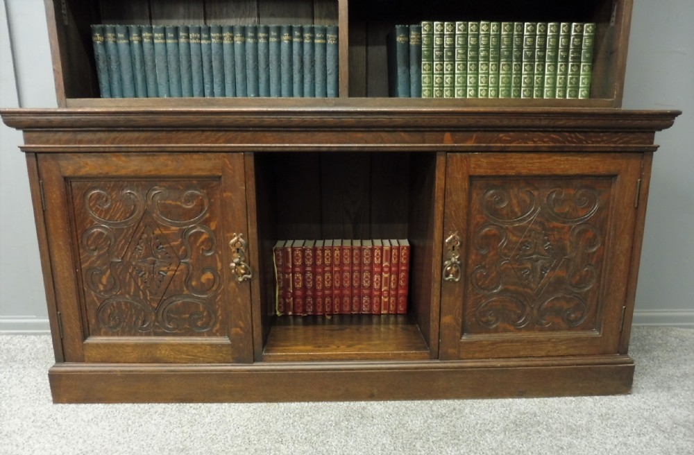 RUSTIC EDWARDIAN OAK BOOKCASE  View III