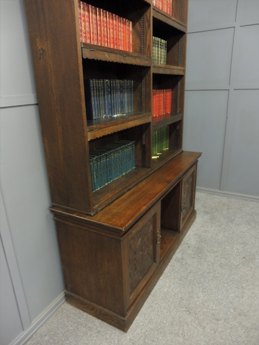 RUSTIC EDWARDIAN OAK BOOKCASE  View X