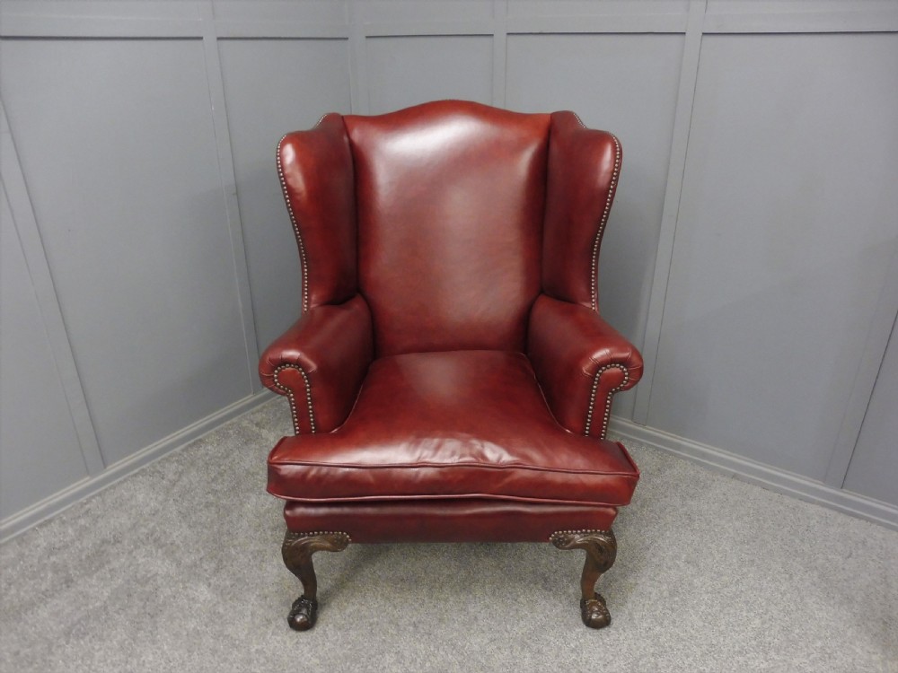 EDWARDIAN LEATHER WING ARMCHAIR View II