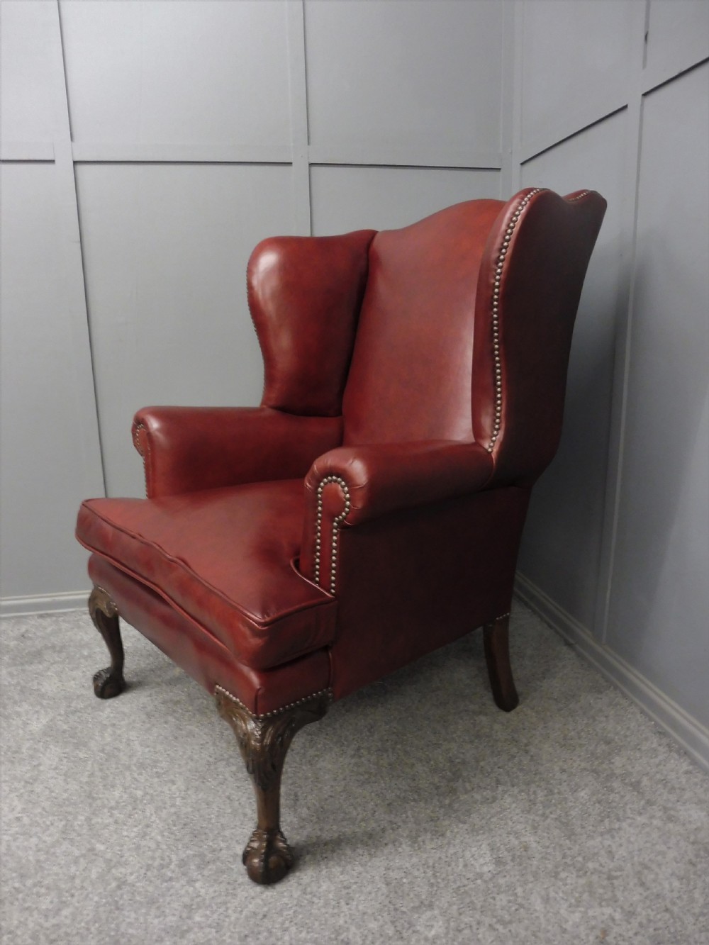 EDWARDIAN LEATHER WING ARMCHAIR View IV