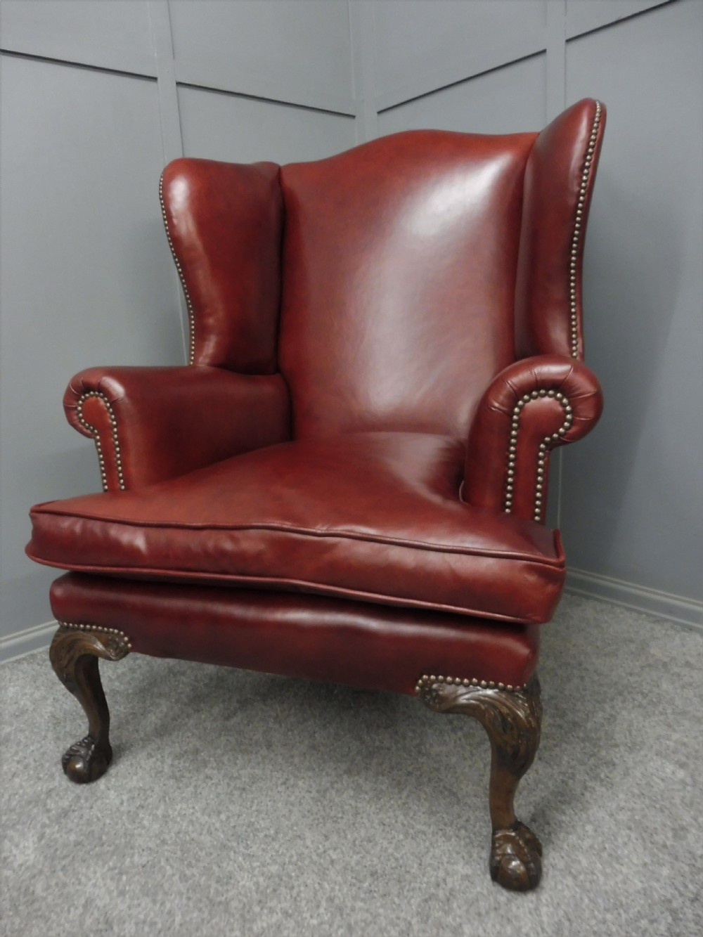 EDWARDIAN LEATHER WING ARMCHAIR View V