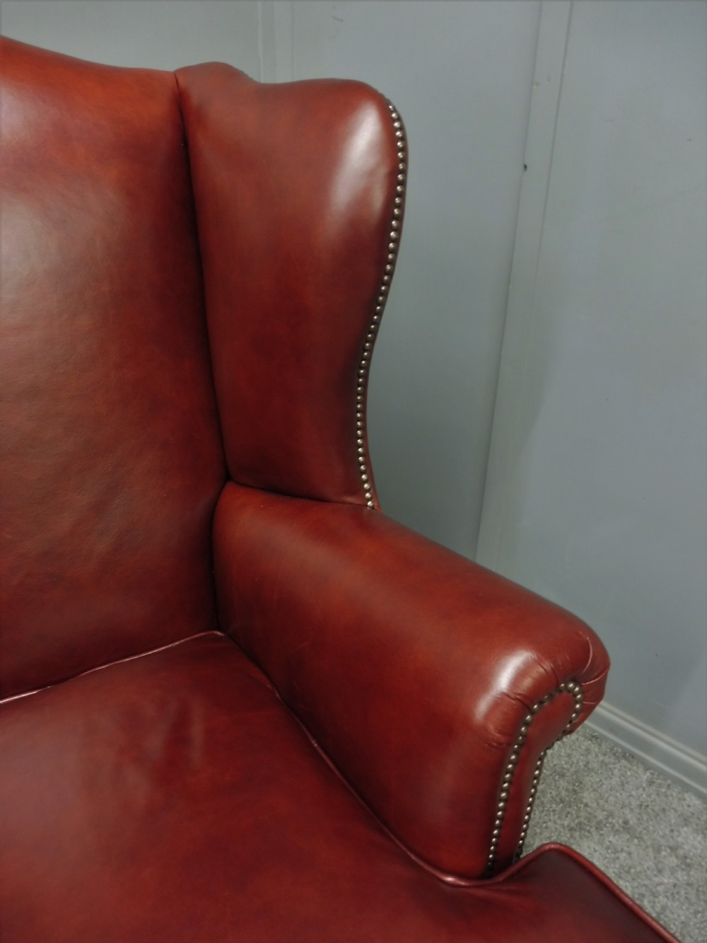 EDWARDIAN LEATHER WING ARMCHAIR View XII