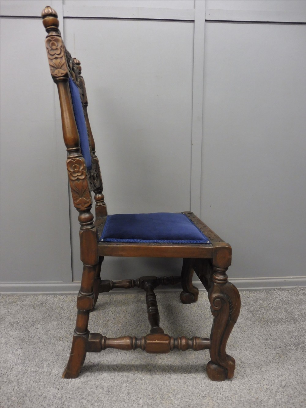 SET OF TEN CARVED WALNUT CHERUB DINING CHAIRS View XV