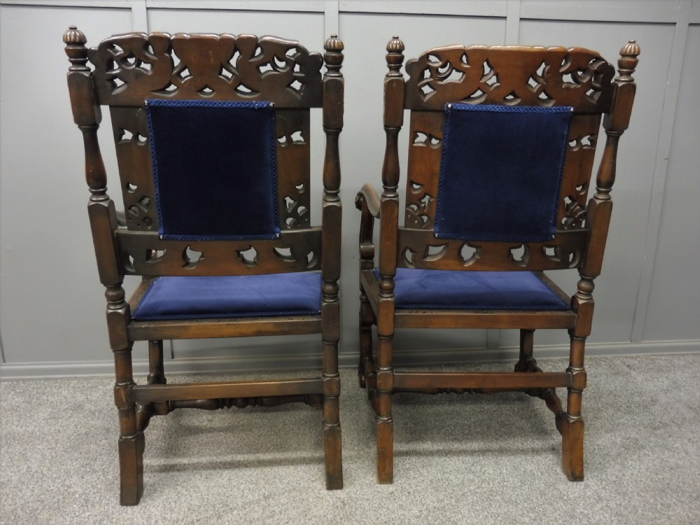SET OF TEN CARVED WALNUT CHERUB DINING CHAIRS View XXI