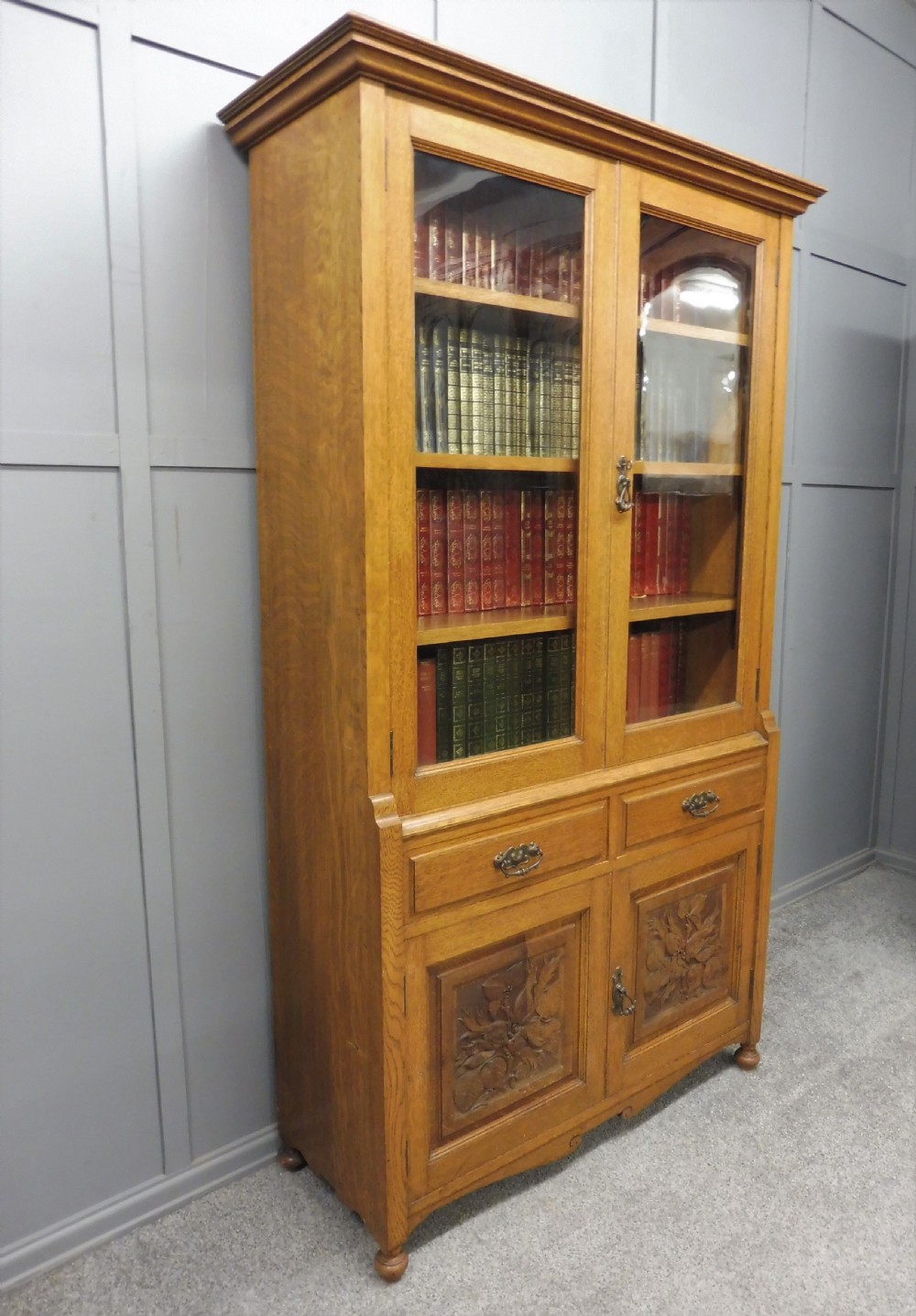 EDWARDIAN OAK BOOKCASE View II