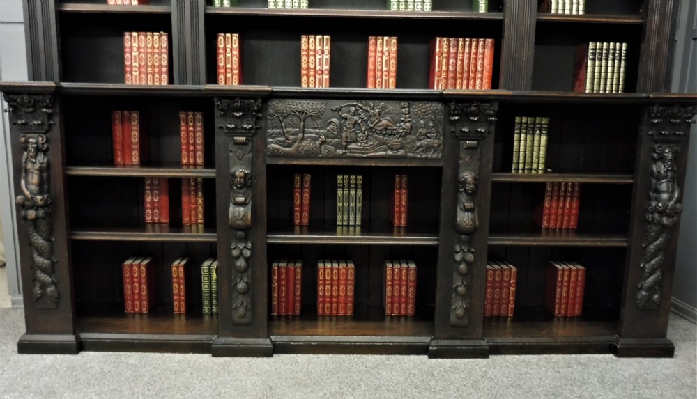 LARGE 19TH CENTURY CARVED OAK RUSTIC BOOKCASE View V