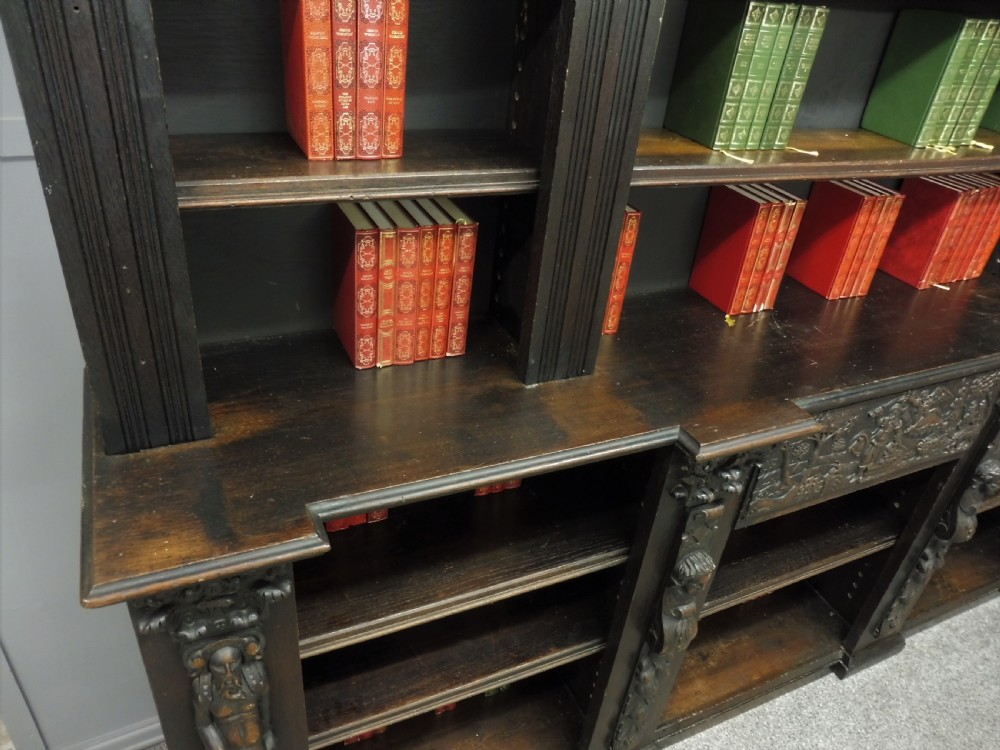 LARGE 19TH CENTURY CARVED OAK RUSTIC BOOKCASE View XIV