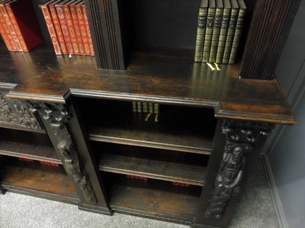 LARGE 19TH CENTURY CARVED OAK RUSTIC BOOKCASE View XV