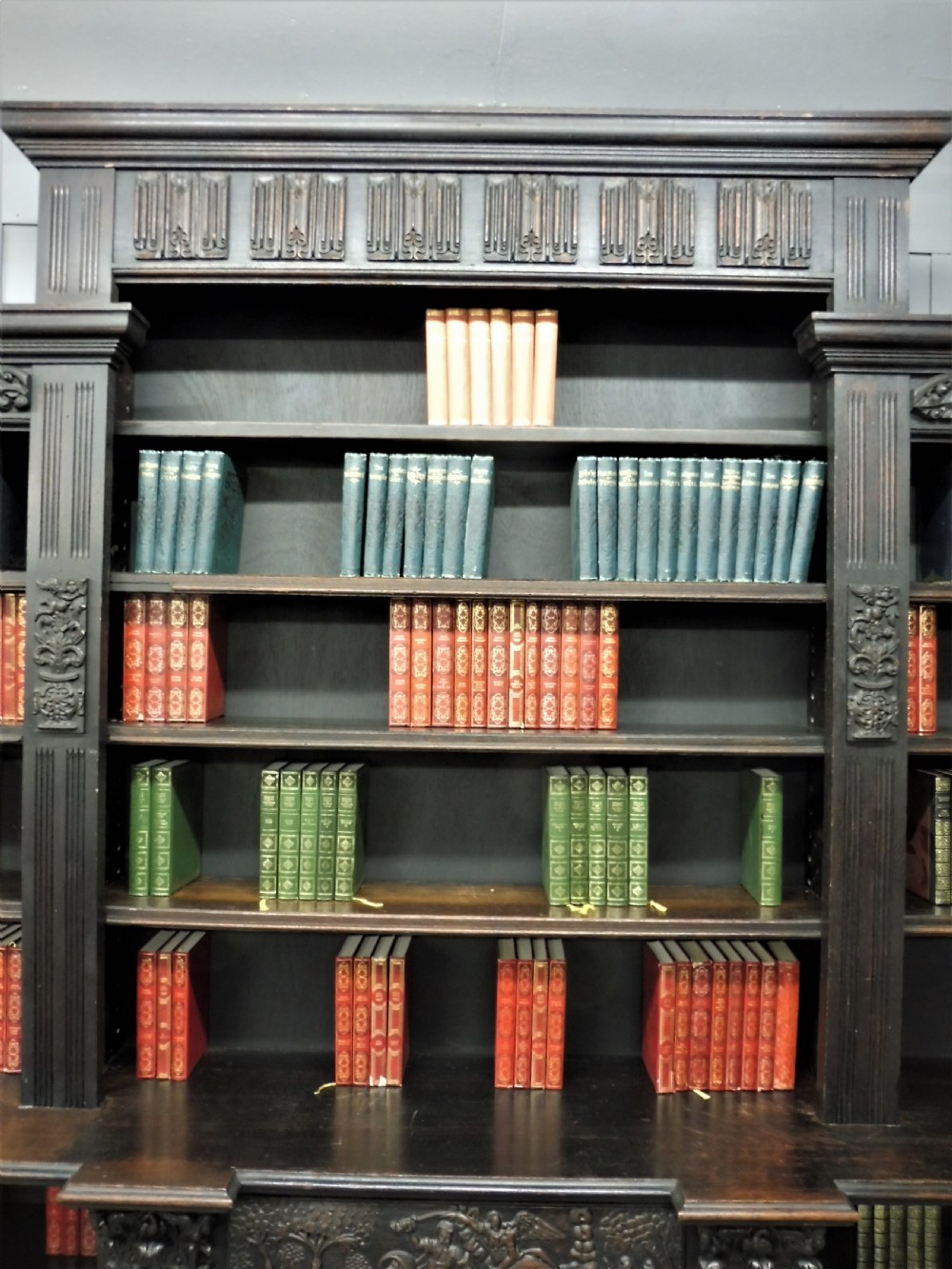 LARGE 19TH CENTURY CARVED OAK RUSTIC BOOKCASE View XVI