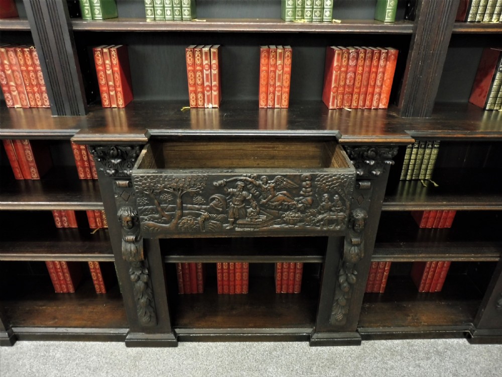 LARGE 19TH CENTURY CARVED OAK RUSTIC BOOKCASE View XVII