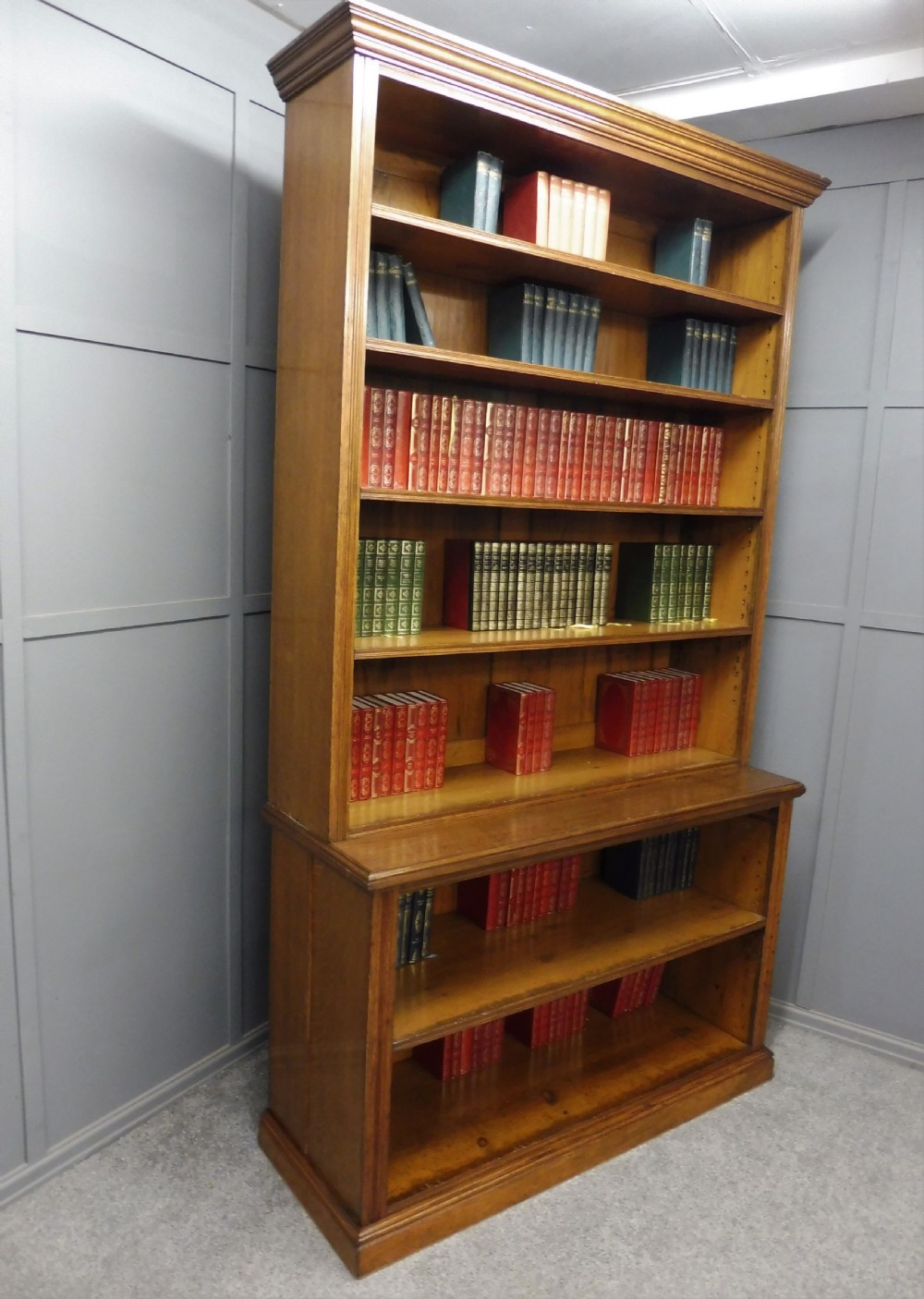 LARGE EDWARDIAN OAK SCHOOL BOOKCASE