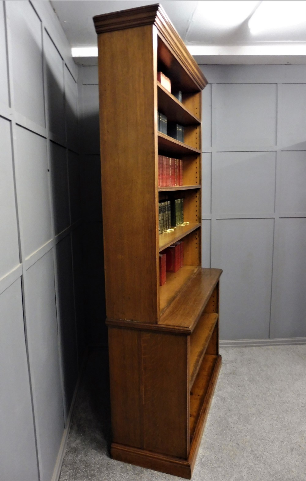 LARGE EDWARDIAN OAK SCHOOL BOOKCASE View VII