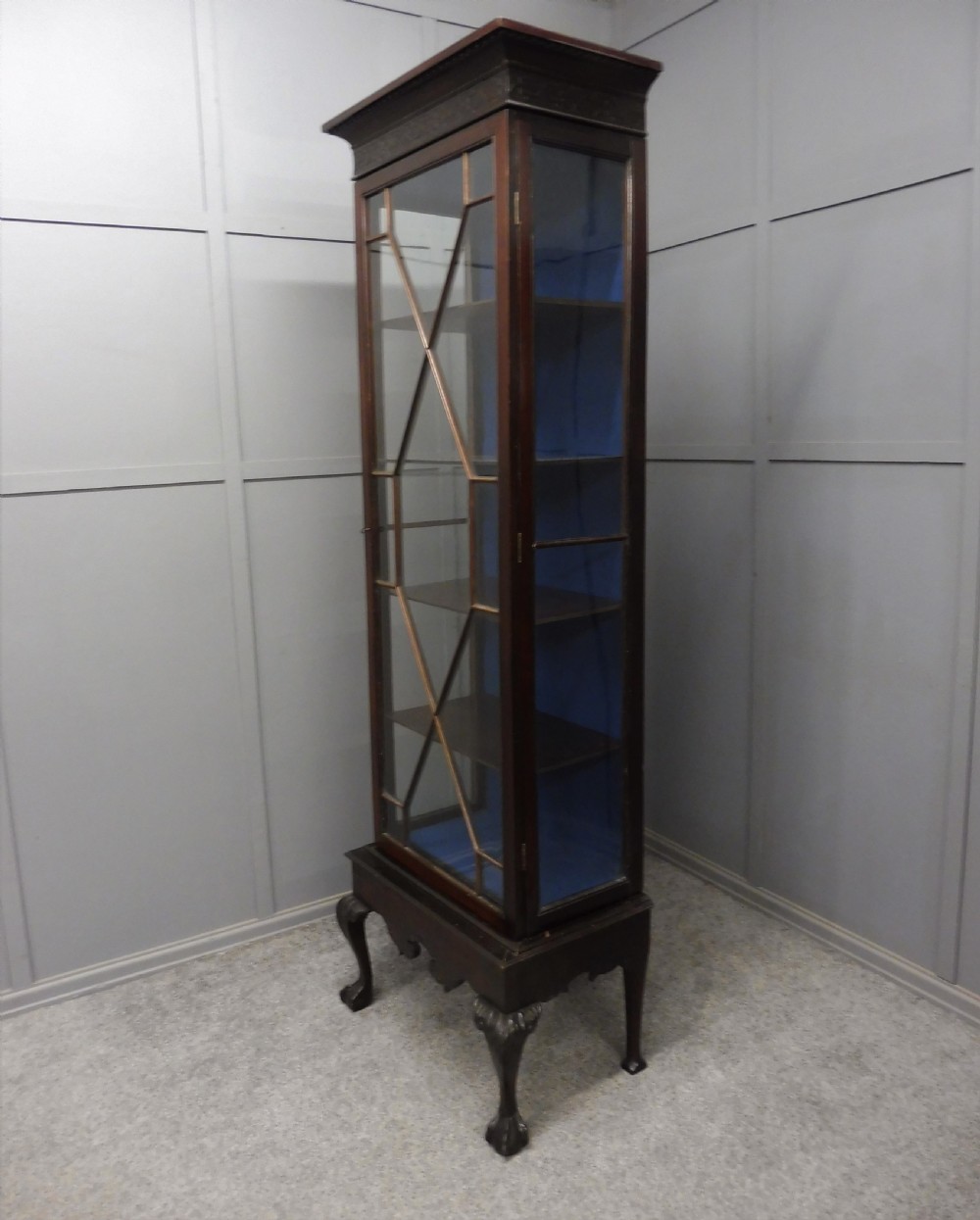 TALL SLIM MAHOGANY DISPLAY CABINET CIRCA 1900-1910 View VIII