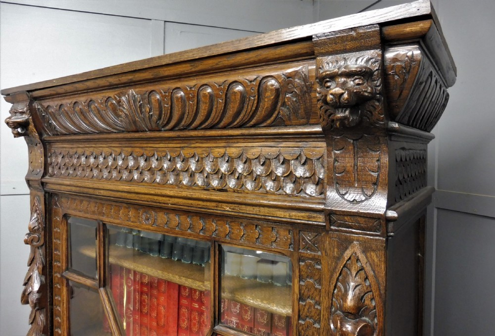 VICTORIAN CARVED OAK BOOKCASE  View IV