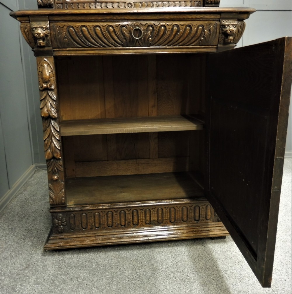VICTORIAN CARVED OAK BOOKCASE  View X