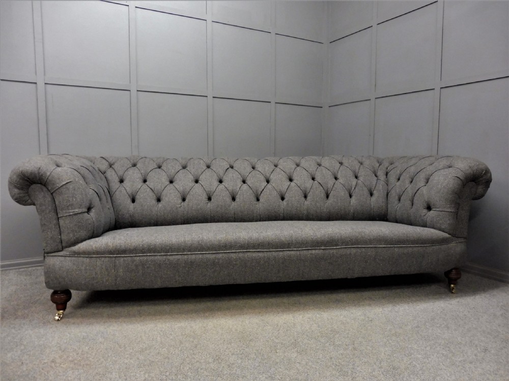 VERY LARGE ORIGINAL VICTORIAN CHESTERFIELD SOFA FULLY RESTORED