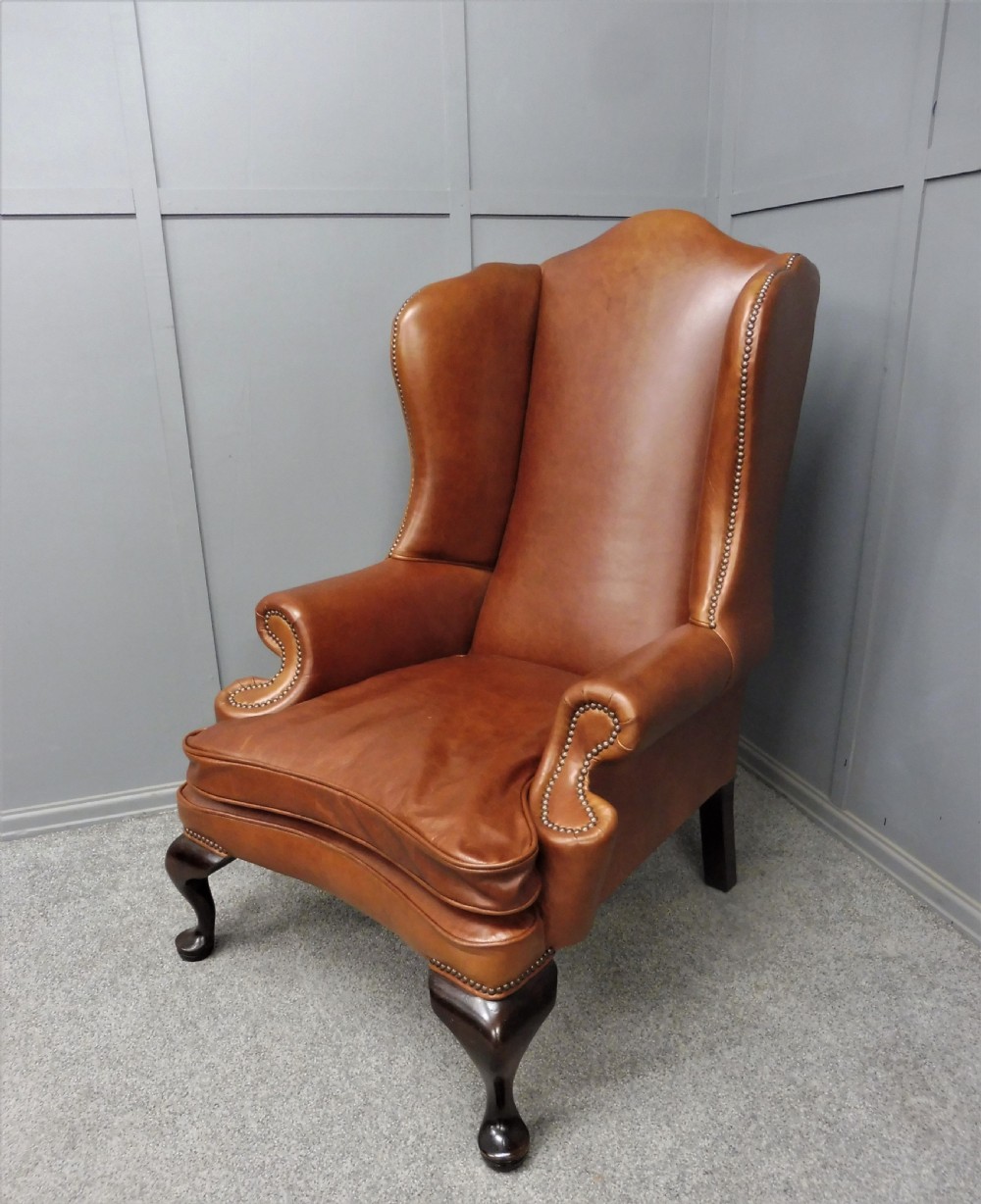 LARGE LEATHER WING ARMCHAIR View III