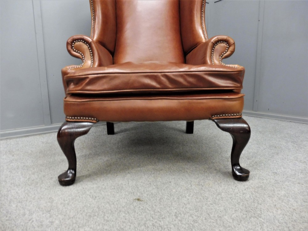 LARGE LEATHER WING ARMCHAIR View X