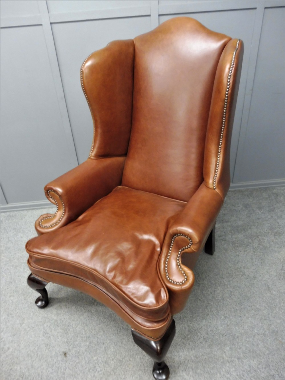 LARGE LEATHER WING ARMCHAIR View XII