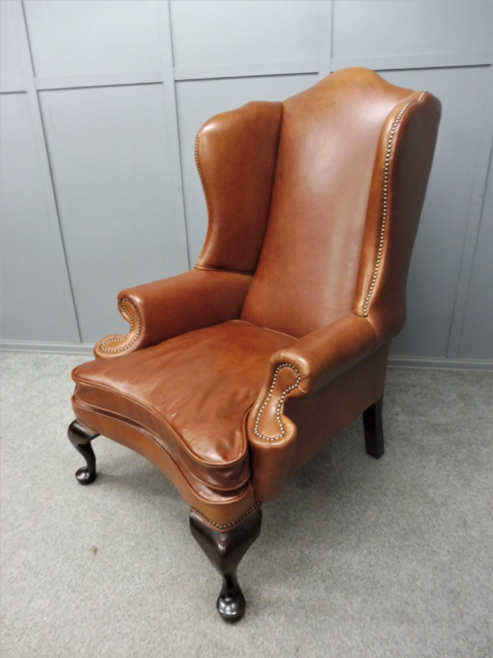 LARGE LEATHER WING ARMCHAIR View XIV