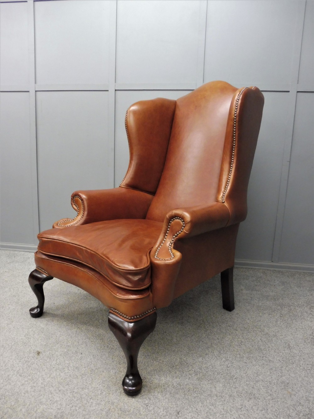 LARGE LEATHER WING ARMCHAIR View XV