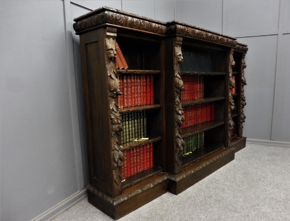 VICTORIAN CARVED OAK GREEN MAN BOOKCASE View II