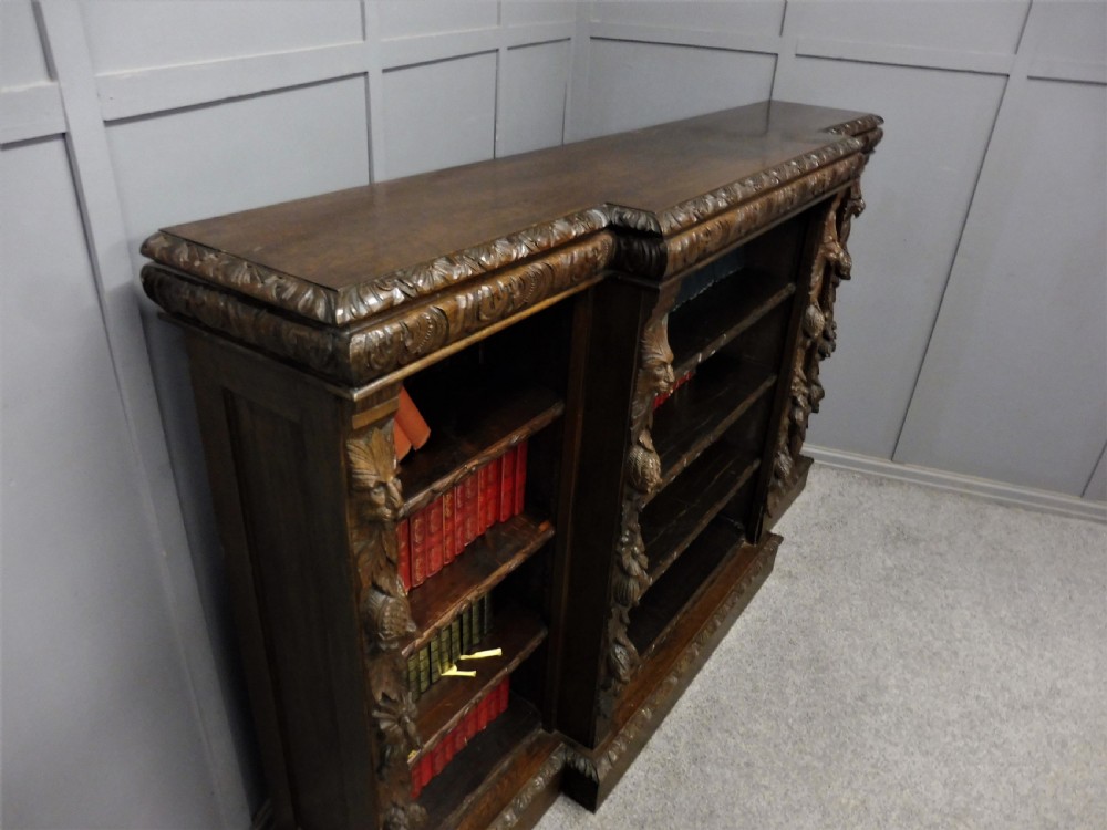 VICTORIAN CARVED OAK GREEN MAN BOOKCASE View V