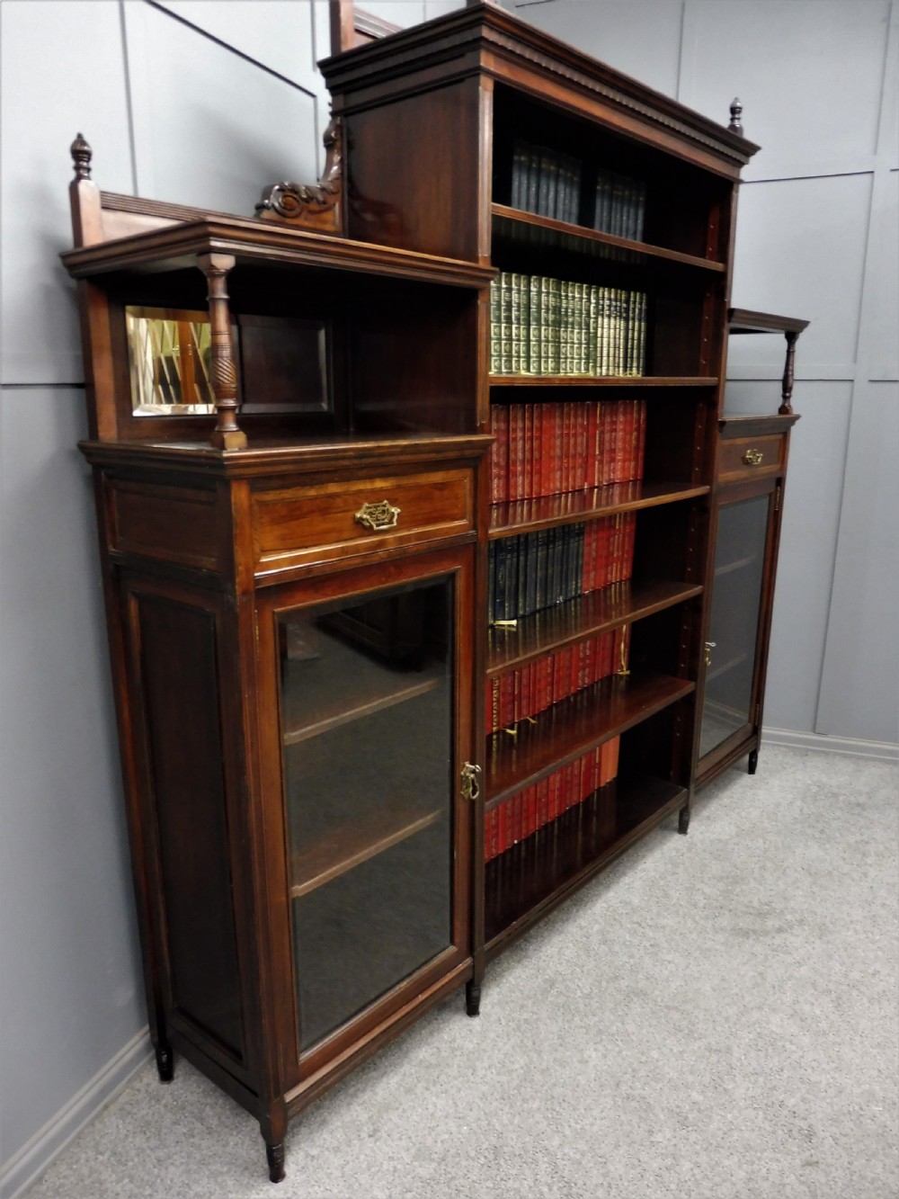 LARGE VICTORIAN ROSEWOOD BOOKCASE View III