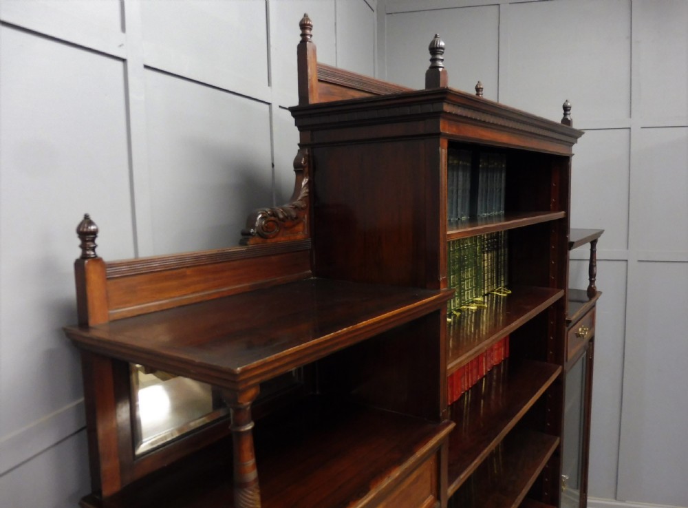 LARGE VICTORIAN ROSEWOOD BOOKCASE View X