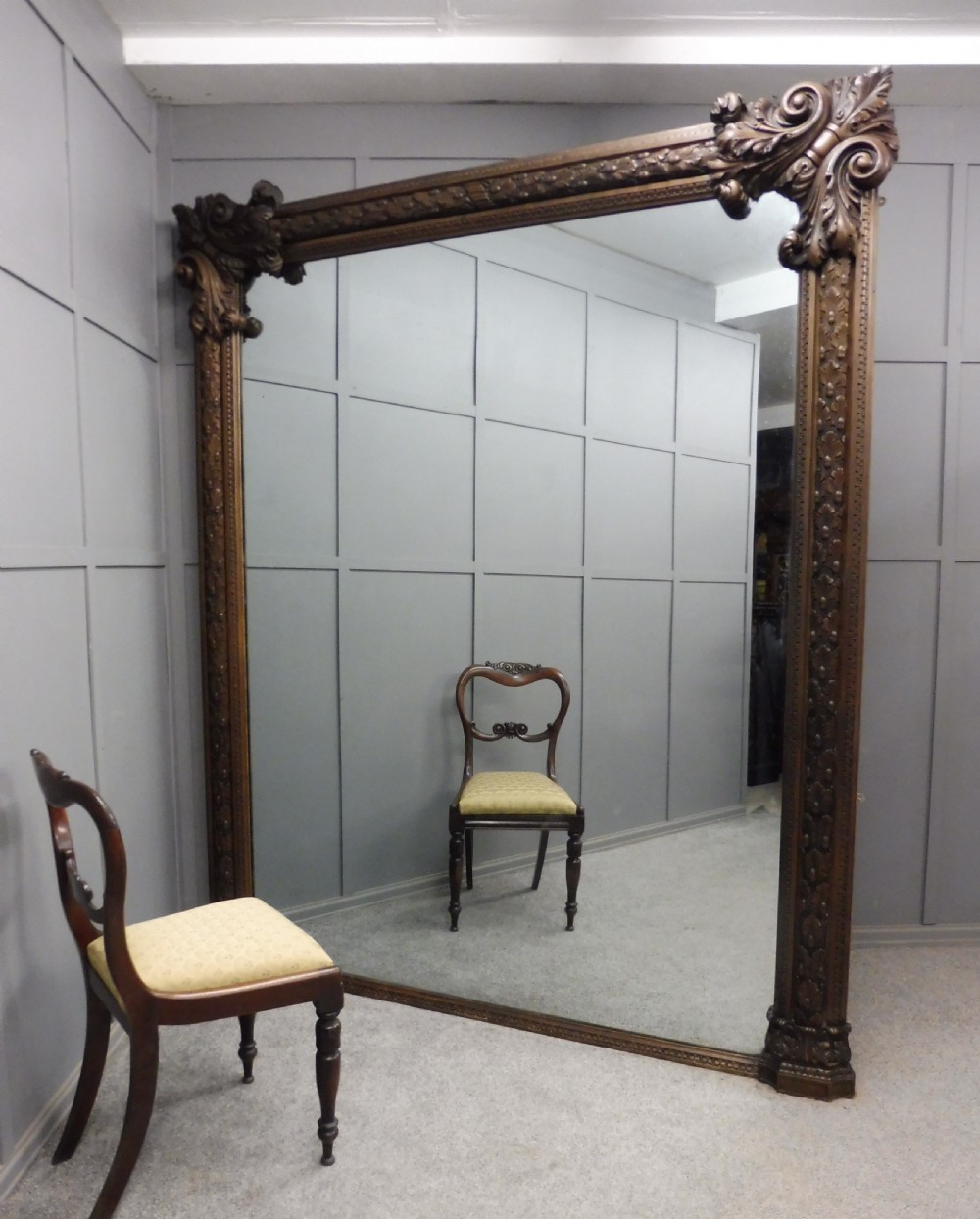 MONUMENTAL 19TH CENTURY OAK MIRROR
