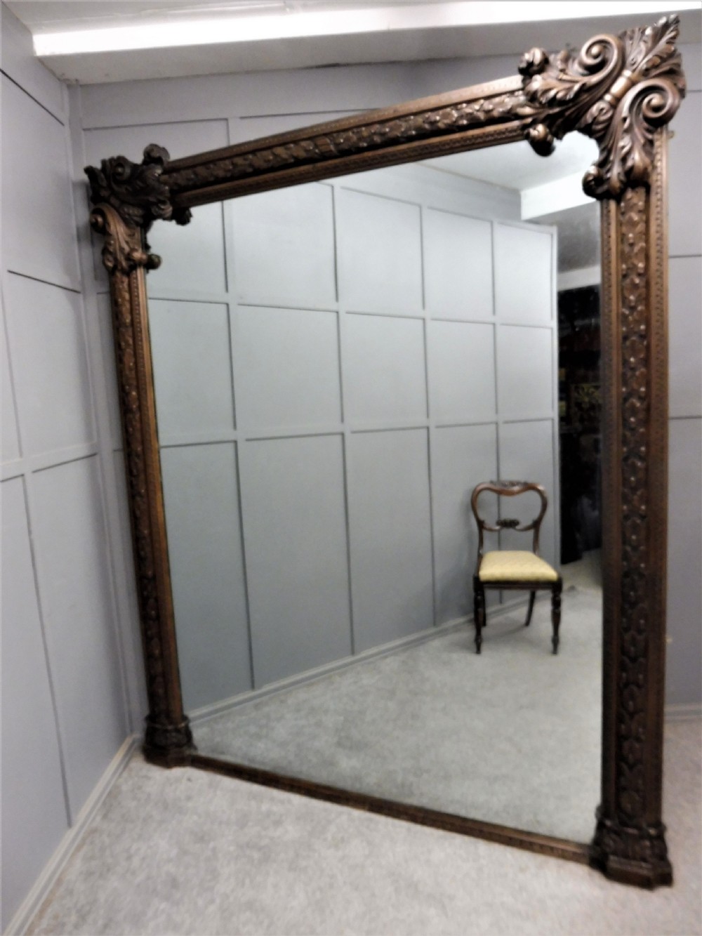 MONUMENTAL 19TH CENTURY OAK MIRROR View II
