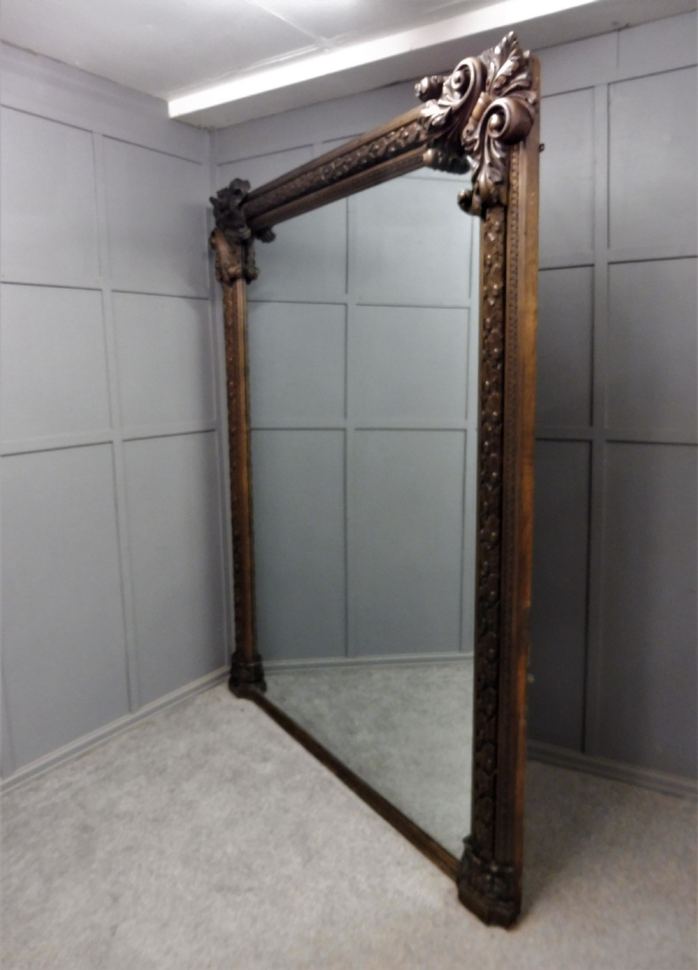 MONUMENTAL 19TH CENTURY OAK MIRROR View XII