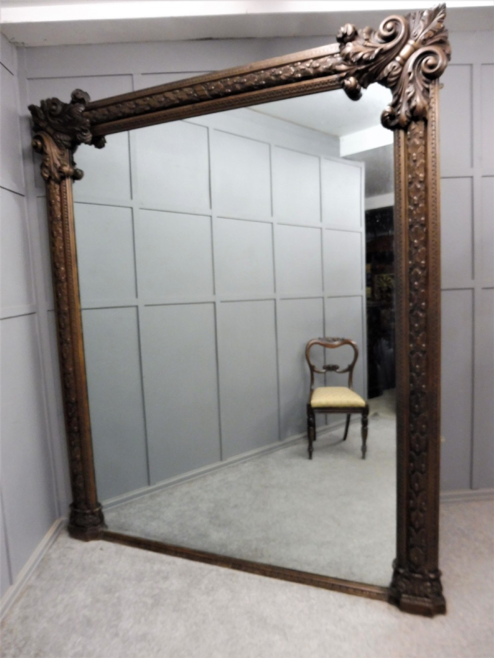 MONUMENTAL 19TH CENTURY OAK MIRROR View XIII