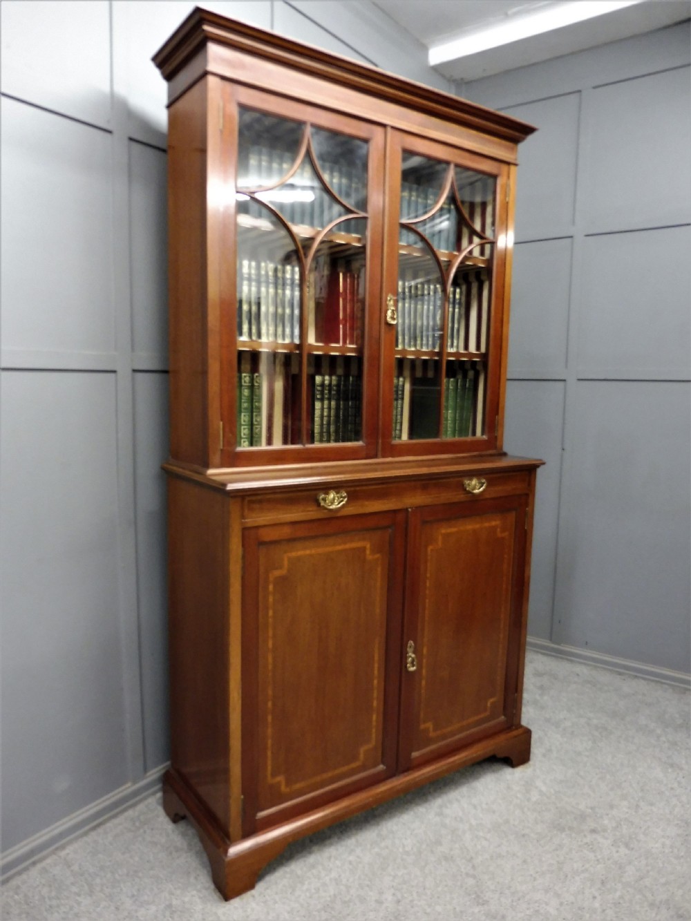 EDWARDIAN MAHOGANY INLAID BOOKCASE View III